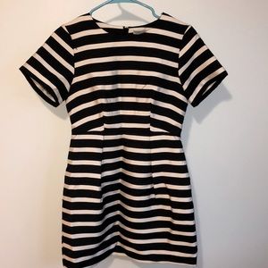 Black and white striped occasion dress